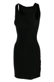 Red Sexy Solid Patchwork U Neck Pencil Skirt Dresses