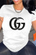 White Fashion Casual Print Letter O Neck T-Shirts
