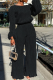 Black Casual Solid Patchwork O Neck Long Sleeve Two Pieces