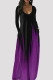 Purple Fashion Casual Print Basic V Neck Long Sleeve Dresses