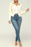 Beige Fashion Casual Solid Patchwork Turndown Collar Outerwear