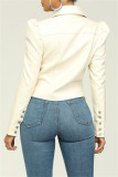 Beige Fashion Casual Solid Patchwork Turndown Collar Outerwear