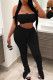 Black Fashion Sexy Solid Backless Strapless Sleeveless Two Pieces