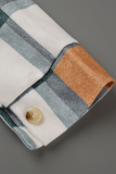 Grey Casual Plaid Patchwork Peter Pan Collar Outerwear
