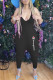 Black Fashion Street Print Letter Spaghetti Strap Jumpsuits