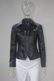 Beige Fashion Casual Solid Patchwork Turndown Collar Outerwear