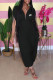 Black Fashion Casual Print Letter V Neck Jumpsuits