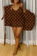Brown Fashion Sexy Print With Belt Short Sleeve Two Pieces