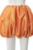 Orange Fashion Casual Solid Patchwork Fold Regular Lantern Solid Color Bottoms