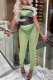 Light Green Fashion Sexy Patchwork See-through O Neck Short Sleeve Two Pieces