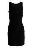 Red Sexy Solid Patchwork U Neck Pencil Skirt Dresses