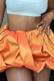 Orange Fashion Casual Solid Patchwork Fold Regular Lantern Solid Color Bottoms