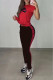 Red Fashion Casual Print Patchwork O Neck Short Sleeve Two Pieces