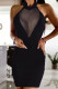 Black Sexy Solid Patchwork Halter Dresses