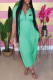 Green Fashion Casual Print Letter V Neck Jumpsuits