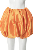 Orange Fashion Casual Solid Patchwork Fold Regular Lantern Solid Color Bottoms