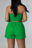 Rose Red Sexy Casual Solid Backless Strapless Sleeveless Two Pieces