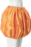 Orange Fashion Casual Solid Patchwork Fold Regular Lantern Solid Color Bottoms