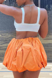 Orange Fashion Casual Solid Patchwork Fold Regular Lantern Solid Color Bottoms