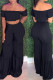 Black Casual Solid Patchwork O Neck Short Sleeve Two Pieces