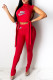 Red Fashion Sexy Print Bandage O Neck Sleeveless Two Pieces
