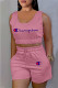 Pink Fashion Sportswear Print Letter U Neck Sleeveless Two Pieces