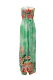 Multicolor Fashion Sexy Print Backless Strapless Regular Jumpsuits
