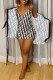 White Fashion Sexy Print With Belt Short Sleeve Two Pieces
