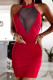 Red Sexy Solid Patchwork Halter Dresses