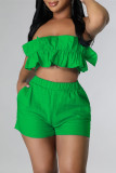 Rose Red Sexy Casual Solid Backless Strapless Sleeveless Two Pieces