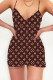 Brown Fashion Sexy Print Patchwork Spaghetti Strap One Step Skirt Dresses