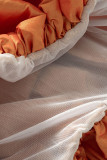 Orange Fashion Casual Solid Patchwork Fold Regular Lantern Solid Color Bottoms