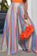 Colour Fashion Casual Print Basic Regular High Waist Wide Leg Trousers