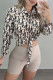 Brown Fashion Casual Print Letter Turndown Collar Tops