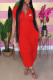 Red Fashion Casual Print Letter V Neck Jumpsuits