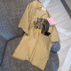 Khaki Fashion Casual Print Letter O Neck T-Shirts