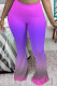 Purple Fashion Casual Gradual Change Print Basic Regular High Waist Trousers