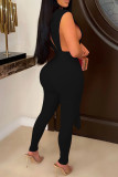 Red Fashion Sexy Solid Bandage Backless V Neck Skinny Jumpsuits