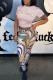 Pink Fashion Casual Print Patchwork O Neck Short Sleeve Two Pieces