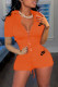 Orange Fashion Casual Print Letter Long Sleeve Two Pieces