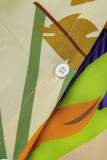 Multicolor Fashion Casual Print Without Belt Turndown Collar Long Sleeve Shirt Dress