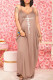 Coffee Sexy Casual Print Backless Spaghetti Strap Long Dress