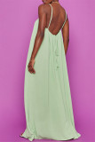 Green Sexy Casual Solid Split Joint Backless Spaghetti Strap Regular Jumpsuits