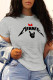 Grey Fashion Daily Print Patchwork Letter O Neck T-Shirts