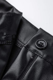 Black Fashion Sexy Solid Basic Long Sleeve Coat Three Piece Set