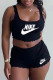 Black Fashion Casual Print Letter U Neck Sleeveless Two Pieces