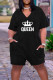 Black Casual Print Patchwork Pocket V Neck Loose Rompers