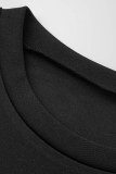 Black Casual Solid Tassel O Neck Pencil Skirt Dresses