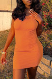 Pink Sexy Casual Solid Backless Spaghetti Strap Sleeveless Dress
