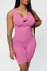 Pink Fashion Casual Print Patchwork U Neck Sleeveless Two Pieces